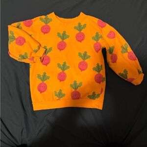 Yellow Sweatshirt with Cute Pink Radish Print